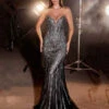 Ramona Strapless Beaded Gown - Black/Nude -Curvy Charm Store cc6018 blacknude