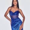 Eugenie Satin Corset Gown - Royal -Curvy Charm Store cd265 ROYAL1 2