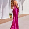 Francesca Strapless Lace Satin Gown - Magenta -Curvy Charm Store cds489 magenta 2