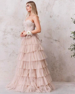 Celeste Layered Strapless Ball Gown - Blush -Curvy Charm Store celeste.n4