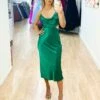 Chaya Slip Dress - Emerald -Curvy Charm Store chaya slip dress front emerald