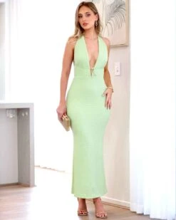 Claire Maxi Dress - Sage -Curvy Charm Store claire dress front 1 sage