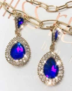 Teardrop Jewel Earrings - Blue