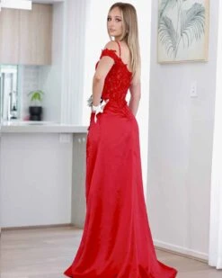 Eliza Beaded Lace Corset Gown - Red 14 Eliza Beaded Lace Corset Gown - Red -Curvy Charm Store elyssa back 2 red