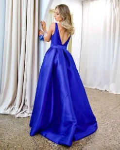 Harper Wrap Belt Gown - Royal Blue 11 Harper Wrap Belt Gown - Royal Blue -Curvy Charm Store harper gown back royal blue