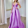 Harper Wrap Belt Gown - Lilac