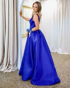 Harper Wrap Belt Gown - Royal Blue 12 Harper Wrap Belt Gown - Royal Blue -Curvy Charm Store harper gown side royal blue