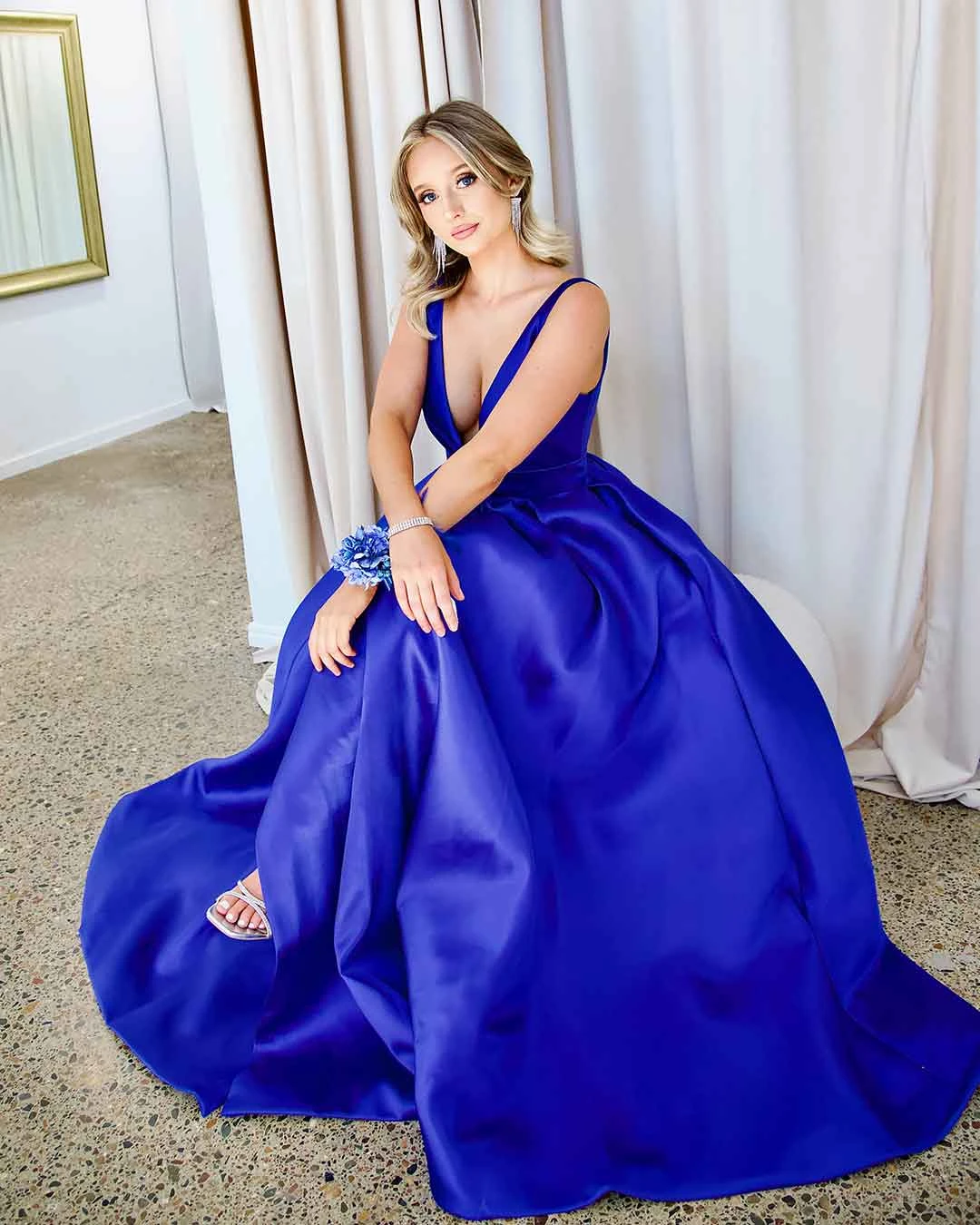 Harper Wrap Belt Gown - Royal Blue 9 Harper Wrap Belt Gown - Royal Blue - Image 7