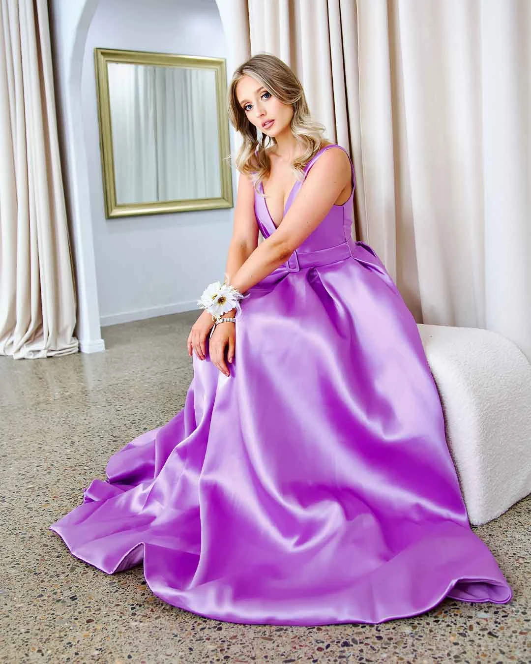 Harper Wrap Belt Gown - Lilac 8 Harper Wrap Belt Gown - Lilac - Image 6