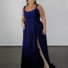 Hayley Metallic Jersey Gown - Sapphire -Curvy Charm Store hayley.blue
