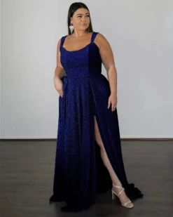 Hayley Metallic Jersey Gown - Sapphire