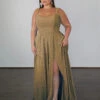 Hayley Metallic Jersey Gown - Champagne -Curvy Charm Store hayley.champagne
