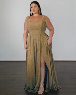 Hayley Metallic Jersey Gown - Champagne