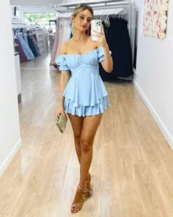 Masie Playsuit - Light Blue -Curvy Charm Store image 619fe19c 7f0e 4cbe 9119 a7ad95035b06