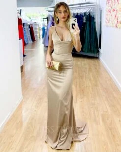 Maurie Satin Gown - Champagne -Curvy Charm Store image 9f744f63 269c 410a be68 52bd289f88b3