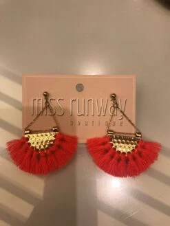 Victorian Fan Earrings - Coral