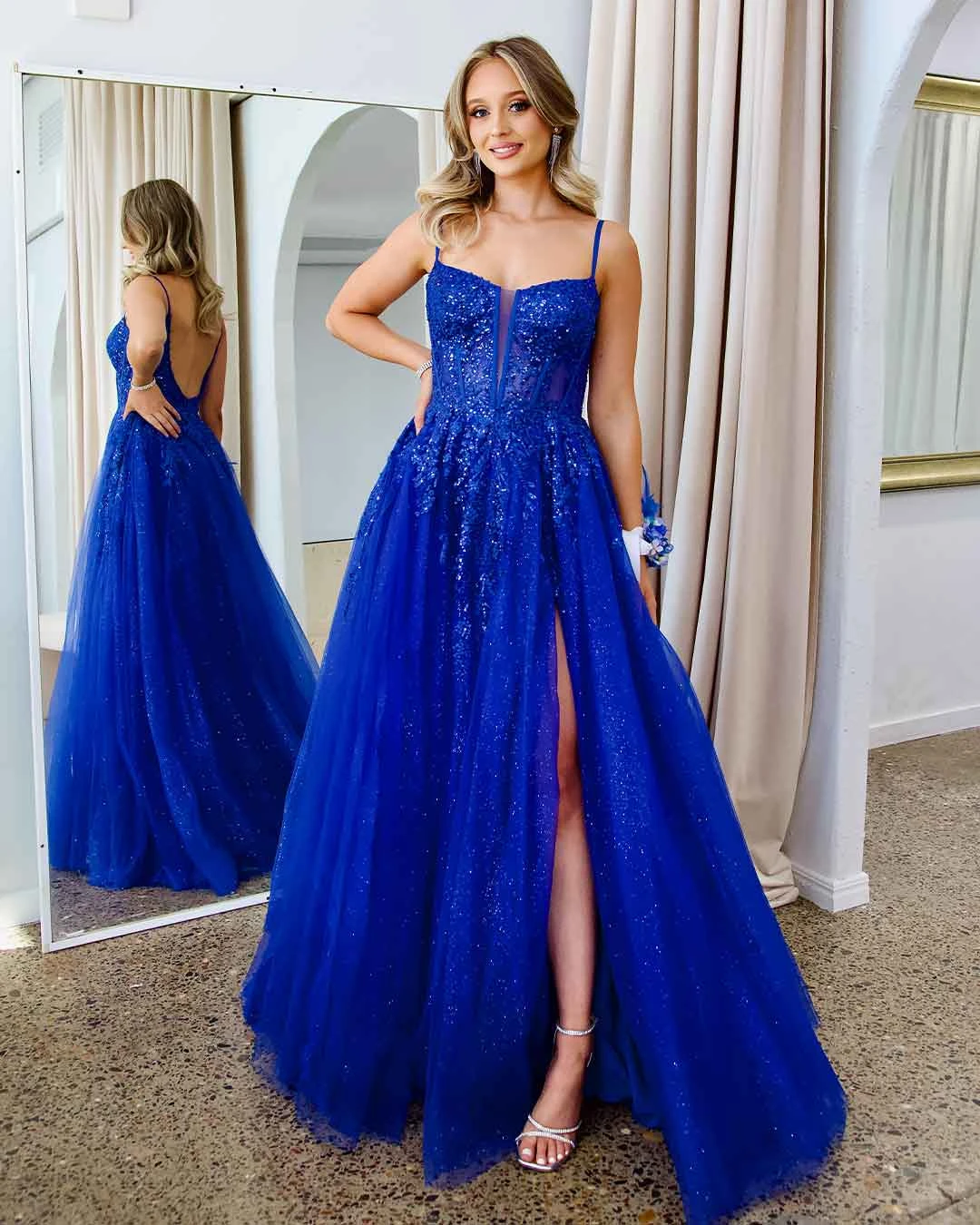 Iris Corset Lace Gown - Royal Blue 12 Iris Corset Lace Gown - Royal Blue - Image 10