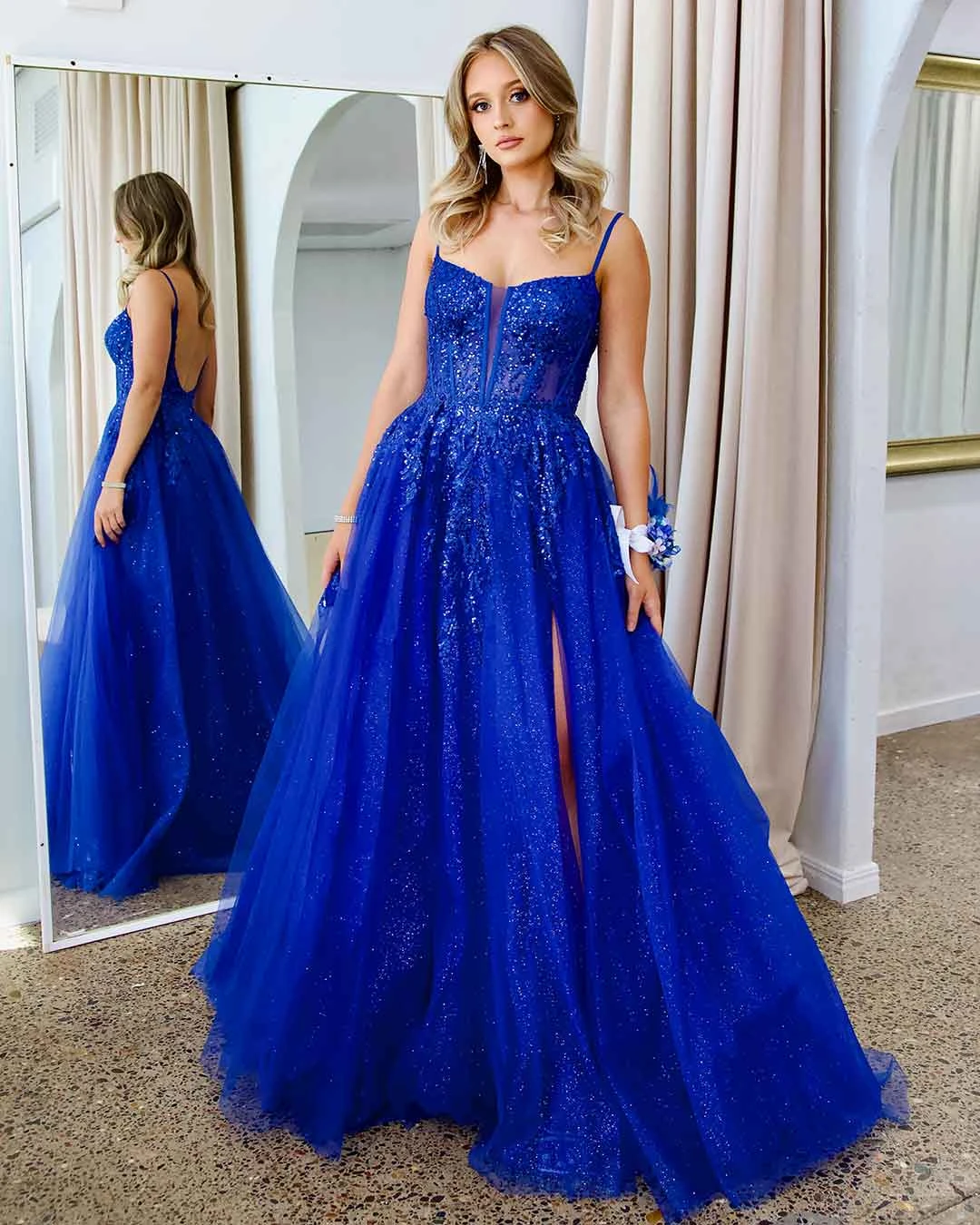 Iris Corset Lace Gown - Royal Blue 3 Iris Corset Lace Gown - Royal Blue