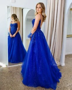 Iris Corset Lace Gown - Royal Blue 17 Iris Corset Lace Gown - Royal Blue -Curvy Charm Store iris gown side 1 blue