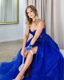 Iris Corset Lace Gown - Royal Blue 25 Iris Corset Lace Gown - Royal Blue -Curvy Charm Store iris gown sitting 3 blue