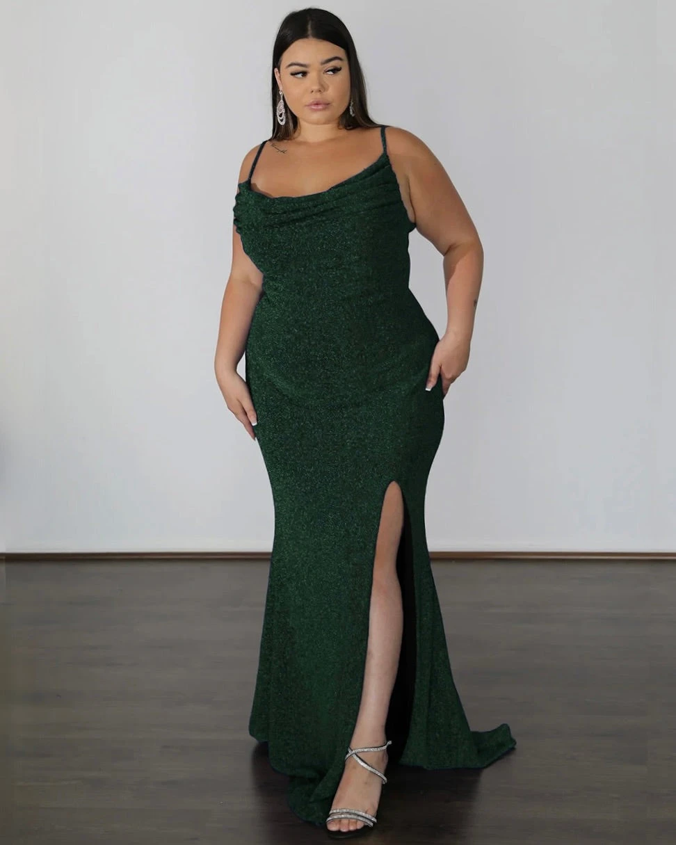 Issy Metallic Jersey Gown - Forest 3 Issy Metallic Jersey Gown - Forest