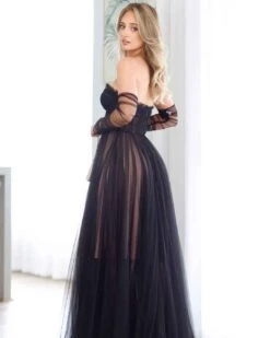 Jasmine Corset Tulle Gown - Black -Curvy Charm Store jasmine back 1 black