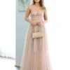 Jasmine Corset Tulle Gown - Blush -Curvy Charm Store jasmine gown front blush
