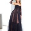 Jasmine Corset Tulle Gown - Black -Curvy Charm Store jasmine leaning 1 black