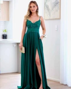 Joey Gown - Emerald Green -Curvy Charm Store joey gown front emerald
