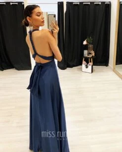 Kirsty Multi Wrap Dress - Steel Blue 11 Kirsty Multi Wrap Dress - Steel Blue -Curvy Charm Store kirsty steel blue back 1