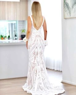 Letisha Sequin Gown - White And Nude 22 Letisha Sequin Gown - White And Nude -Curvy Charm Store letisha back white