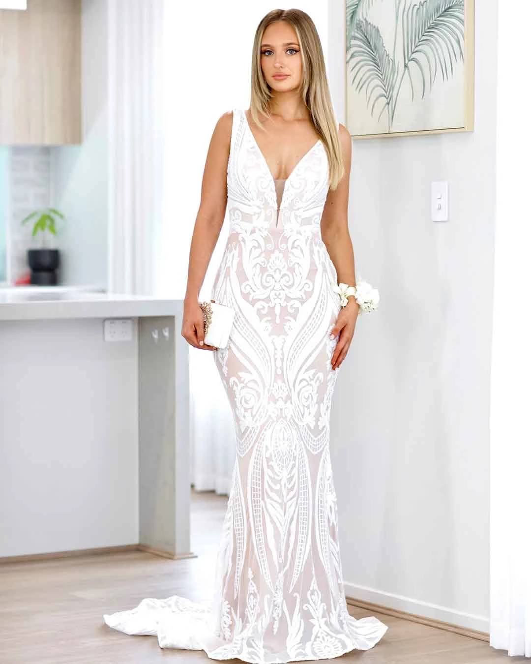 Letisha Sequin Gown - White And Nude 9 Letisha Sequin Gown - White And Nude - Image 7