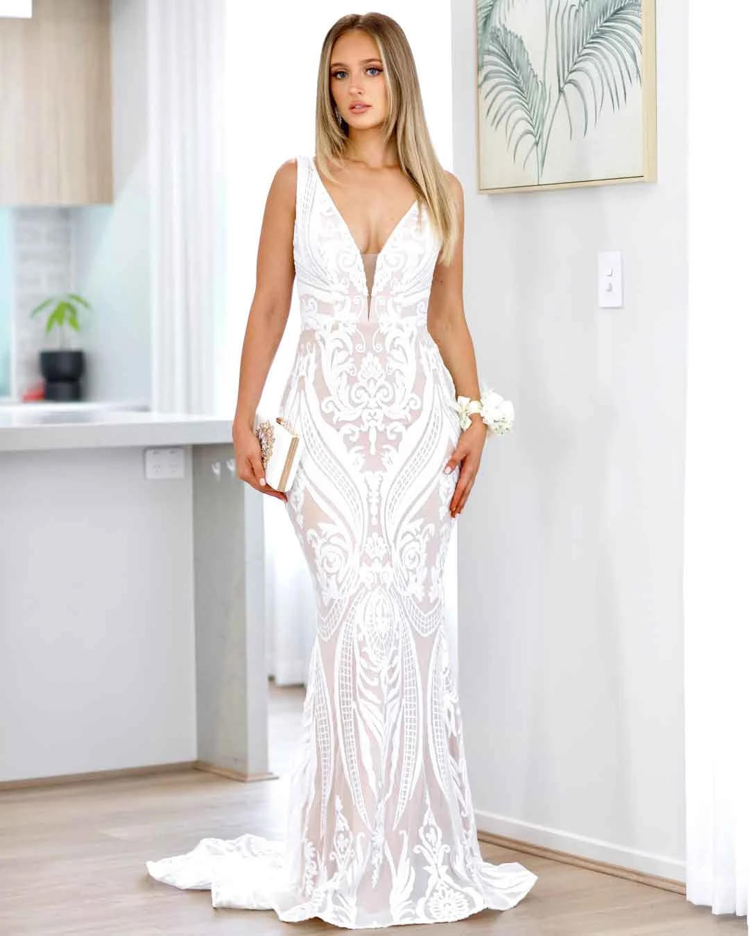 Letisha Sequin Gown - White And Nude 6 Letisha Sequin Gown - White And Nude - Image 4