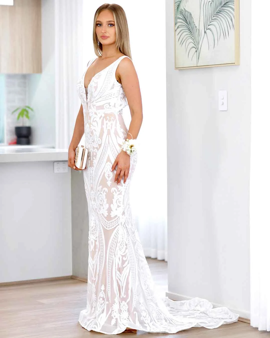 Letisha Sequin Gown - White And Nude 10 Letisha Sequin Gown - White And Nude - Image 8