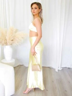 Lexi Satin Maxi Skirt - Light Yellow 11 Lexi Satin Maxi Skirt - Light Yellow -Curvy Charm Store lexi satin top and skirt side yellow 849b910d a20e 468d 876a fe08efbdbe19