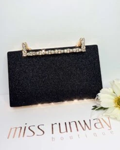 Mandy Glitter Clutch - Black