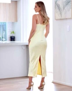 Marissa Satin Maxi Dress - Butter -Curvy Charm Store marissa dress back 1 butter