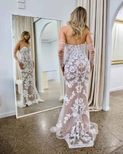 Matilda Strapless Lace Gown - White/Nude -Curvy Charm Store matilda gown back 2 white