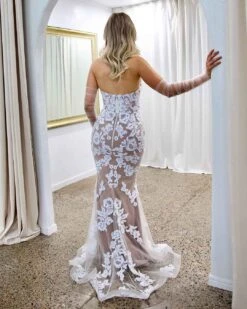 Matilda Strapless Lace Gown - White/Nude -Curvy Charm Store matilda gown back 3 white