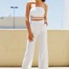 Nicole Jumpsuit - White -Curvy Charm Store nicole jumpsuit front pocket white