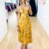 Nina Chiffon Midi Dress - Yellow Floral -Curvy Charm Store nina1