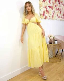 Olga Maxi Dress - Yellow -Curvy Charm Store olga maxi front yellow