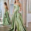 Paola Strapless Gown - Pistachio -Curvy Charm Store paola gown front pistachio