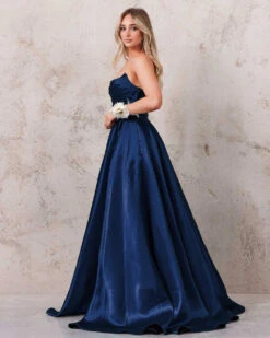 Paola Strapless Gown - Navy