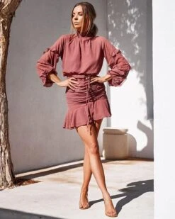 Piper Dress - Mauve -Curvy Charm Store piper dress frnont mauve