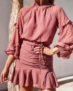 Piper Dress - Mauve -Curvy Charm Store piper front close mauve