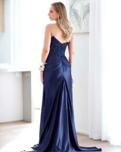 Pixie Corset Lace Gown - Navy -Curvy Charm Store pixie gown back 1 navy