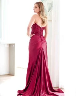 Pixie Corset Lace Gown - Wine -Curvy Charm Store pixie gown back 2 wine