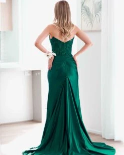 Pixie Corset Lace Gown - Emerald -Curvy Charm Store pixie gown back emerald