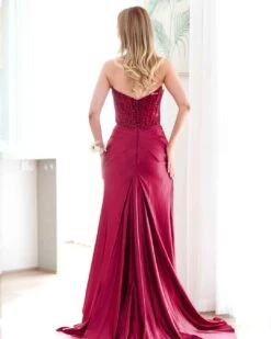 Pixie Corset Lace Gown - Wine -Curvy Charm Store pixie gown back wine